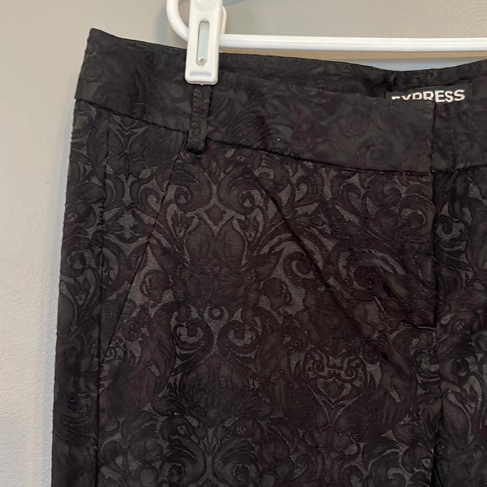 Express Black Textured/Patterned Columnist Pants,… - image 2